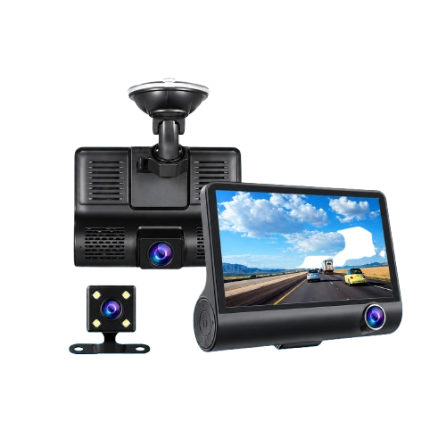 QuestCam Dual-Cam Dashcam with Reverse Camera and LCD